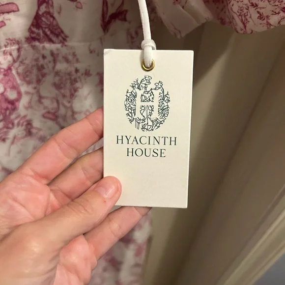 NWT Hyacinth House by Tuckernuck Woodland Wilma Midi Dress in a pink white L. - Picture 5 of 8